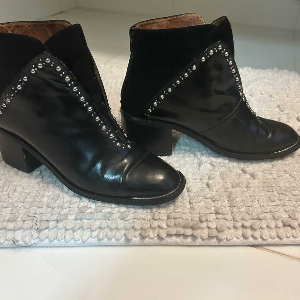 Jeffrey Campbell Black Ankle Boots with Silver Studs